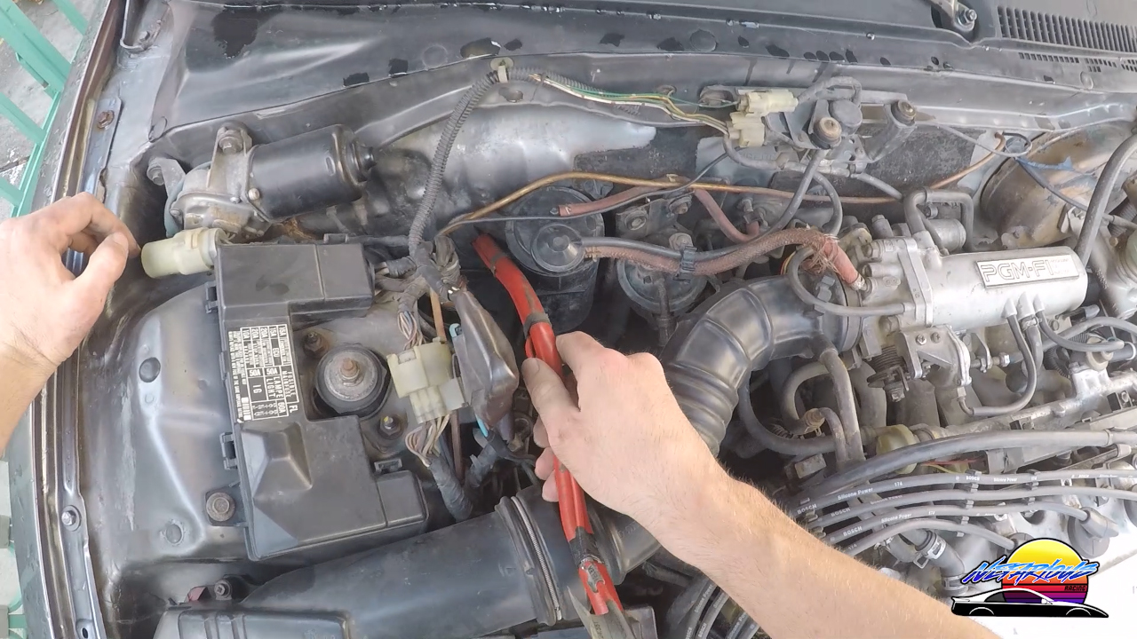 Battery cable in the engine bay for your battery relocation