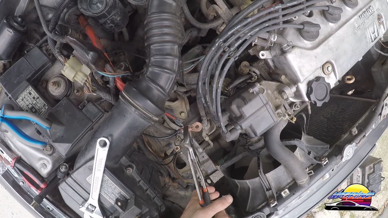 Crimping the connections for the car battery relocation cable